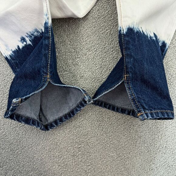 Isabel Marant Etoile Pradley Dip Dye Crop Jeans Colorblock Blue White Size 34 2 - Picture 5 of 15